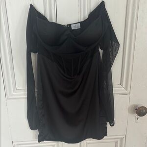 Oh Polly Black Off-Shoulder Mini Dress